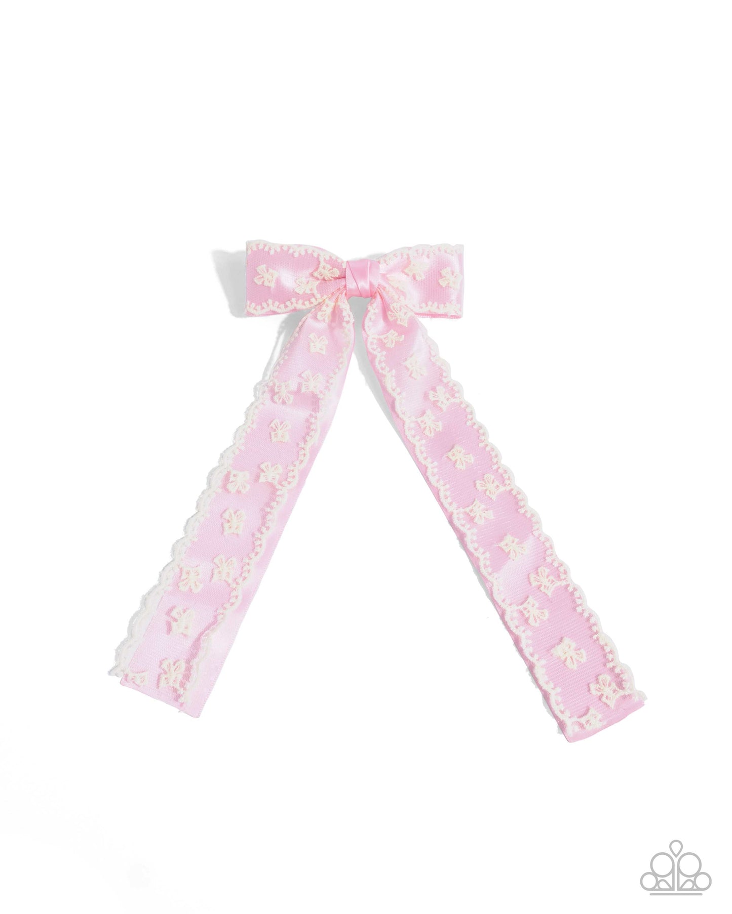 Carefree Coquette - Pink - Baby Pink & Ivory Lace Overlay Hair Bow Paparazzi H0153