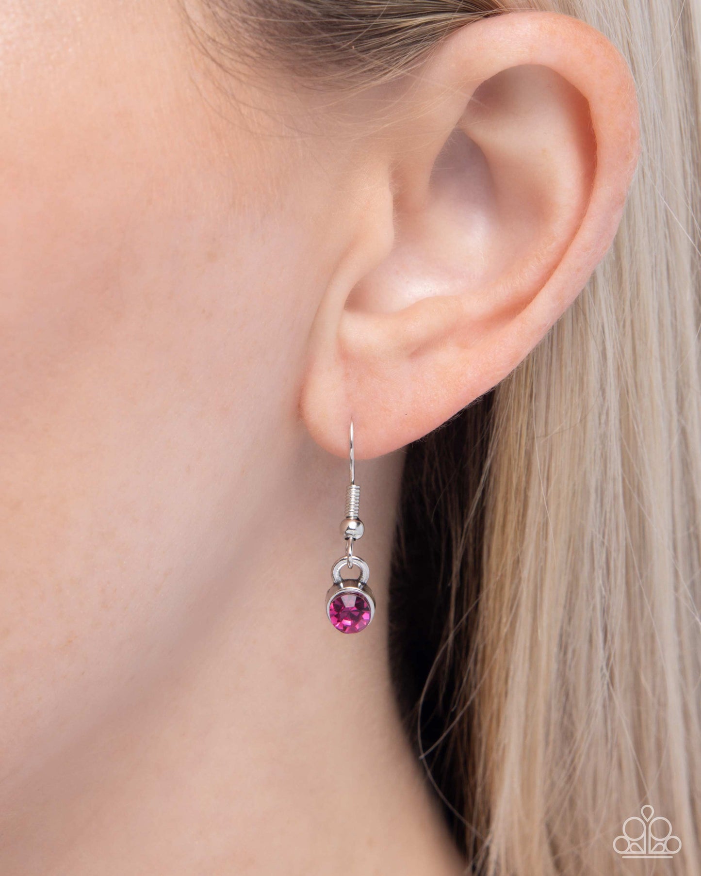 Poodle Pizzazz - Pink Rhinestone Silver Puppy Pendant Necklace Paparazzi N3132