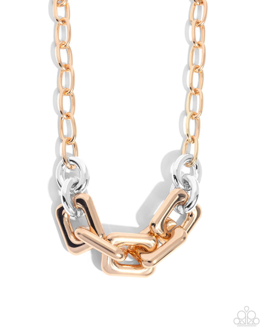 Resolute Radiance - Gold & Silver Chunky Chain Necklace Paparazzi N3056