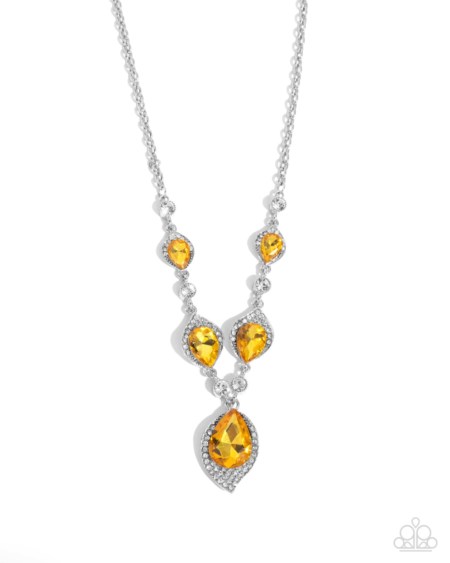 SPADES of Shimmer - Yellow Teardrop Gem & White Rhinestone Necklace Paparazzi N3349