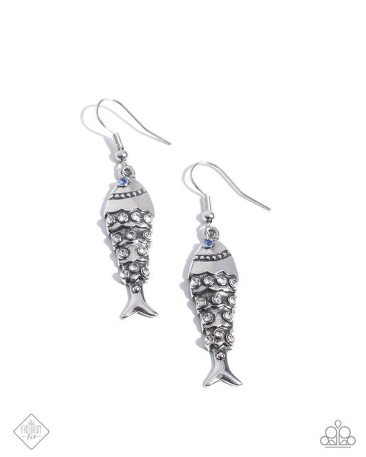 Coastal Cast - Blue Fish Earring Sunset Sightings Fashion Fix March 2025 Paparazzi E2710
