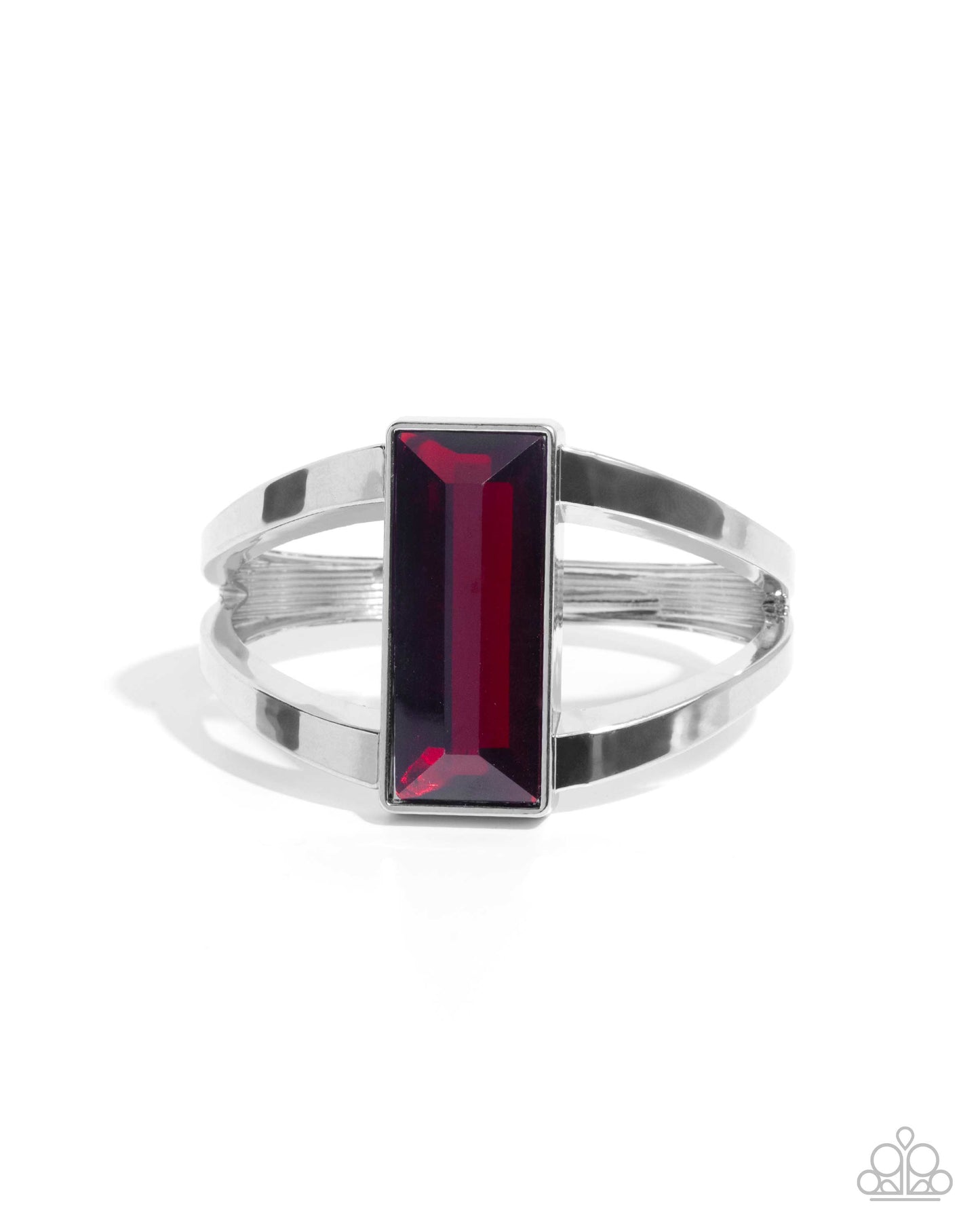 Pick-Me-Up Pizzazz - Red Gem Silver Hinge Bracelet Paparazzi B2034