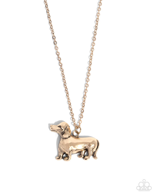 Darling Dachshund - Gold Dachshund Dog Necklace Paparazzi N3063