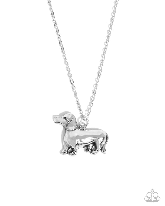 Darling Dachshund - Silver Dachshund Dog Necklace Paparazzi N2927
