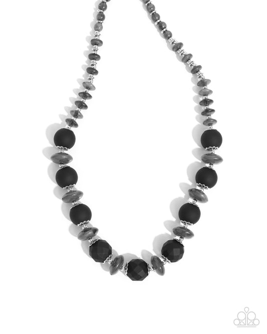 Cloudy with a Chance of CHARACTER - Black & Smoky Bead Necklace Paparazzi N2942
