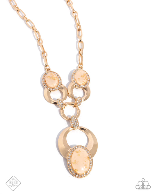 Spirited Softness - Gold Flecked Peach Cat's Eye Necklace April 2025 Fashion Fix Paparazzi N3126