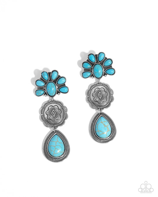 Handcrafted Haul - Blue Turquoise Stone Santa Fe Style Earring Paparazzi E2968