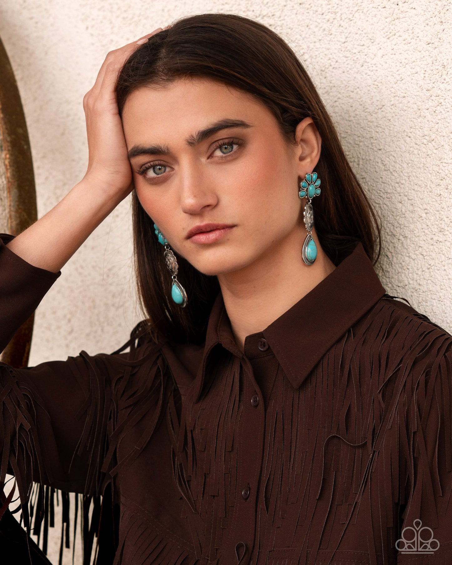 Handcrafted Haul - Blue Turquoise Stone Santa Fe Style Earring Paparazzi E2968