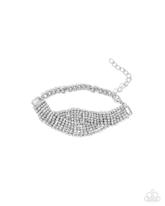 Trustworthy Twist - White Rhinestone Shimmering Bracelet Paparazzi B2028