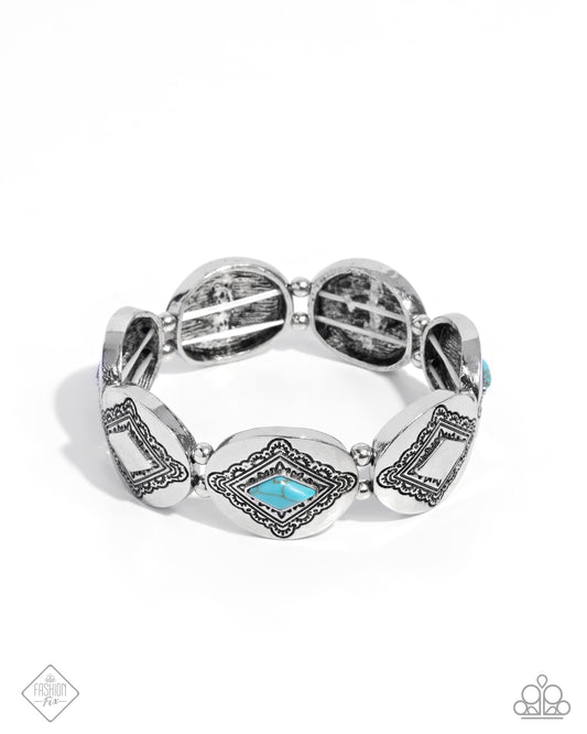 Elemental Example - Blue Turquoise Stretch Bracelet Simply Santa Fe Fashion Fix April 2025 Paparazzi B2170