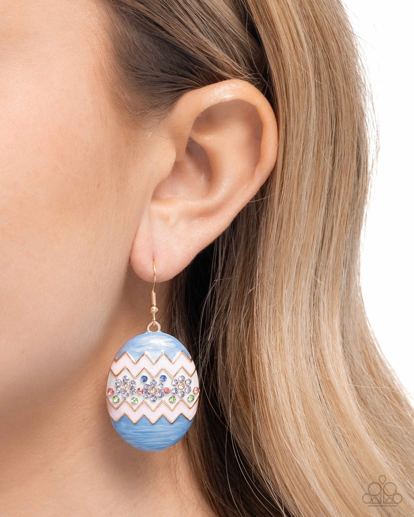 Effervescent Easter - Multi Light Blue, White, Light Pink Easter Egg Earring Paparazzi