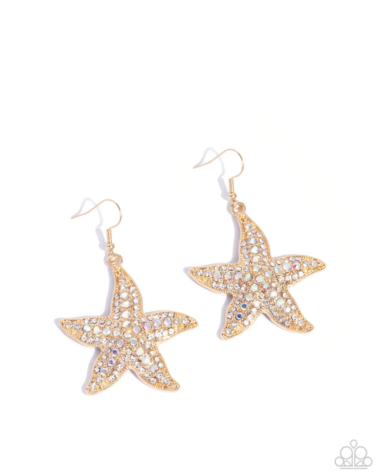 Starfish Spectacle - Gold Starfish Beach Style Earring Paparazzi E2919