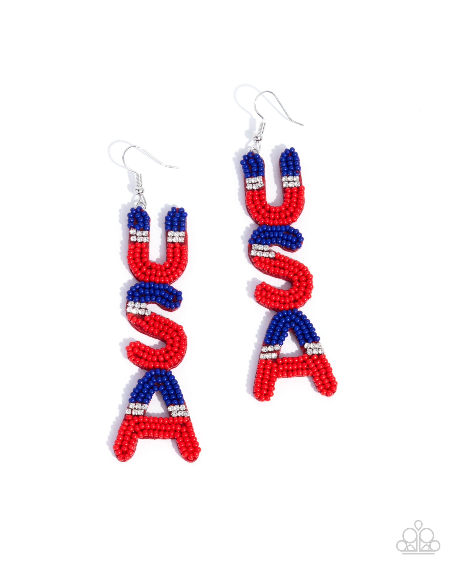 Pampered Patriot - Multicolored Red, White, Blue Seed Bead USA Patriotic Earring Paparazzi