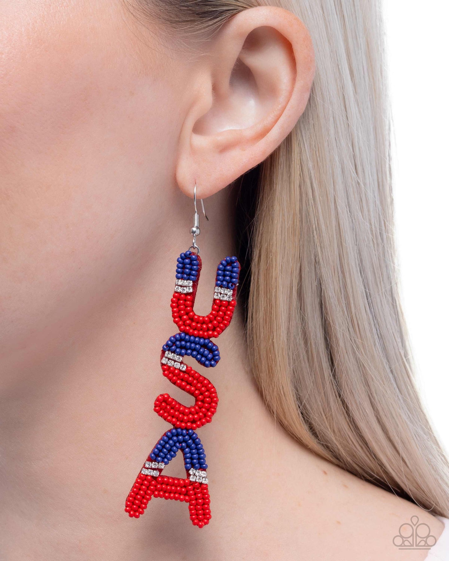Pampered Patriot - Multicolored Red, White, Blue Seed Bead USA Patriotic Earring Paparazzi