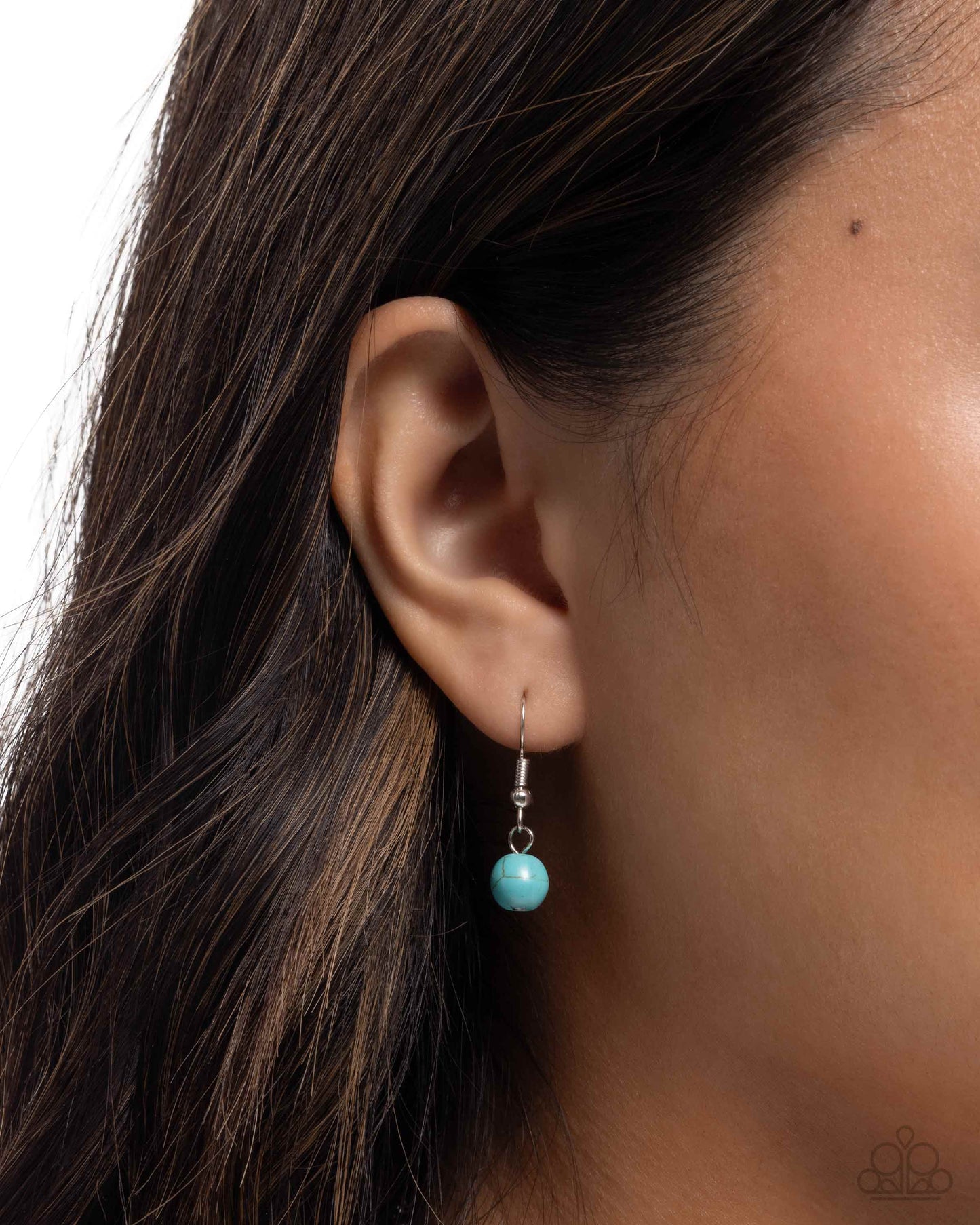 Paparazzi Floral Form - Blue Turquoise Stone Silver Flower Pendant Necklace N3279