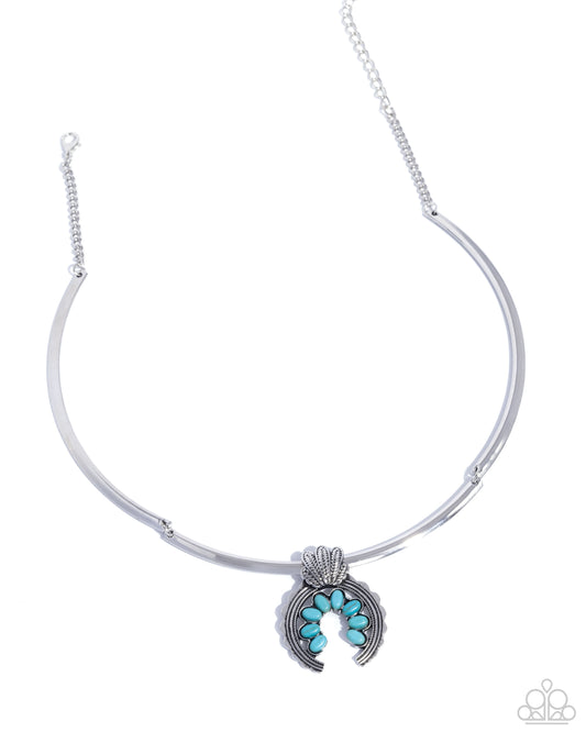 Smoldering Stones - Blue Turquoise Silver Santa Fe Necklace Paparazzi N2954