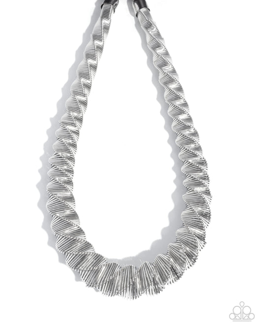 Candescent Coils - Silver Liner Bars Coil Necklace Paparazzi N3408