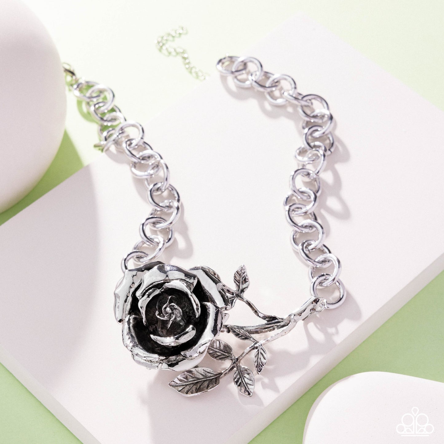 Whimsical Appearance - Silver Rose Necklace Paparazzi Empower Me Pink 2025
