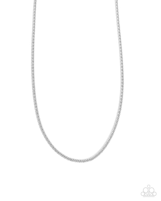 Curb Chairman - Silver Stainless Steel Curb Chain Urban Necklace Paparazzi N2971