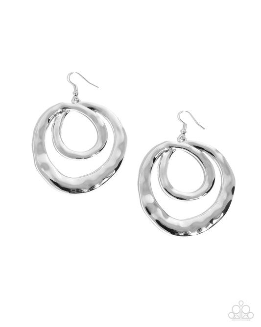 Subtle Swirls - Silver Hammered Earring Paparazzi E2736