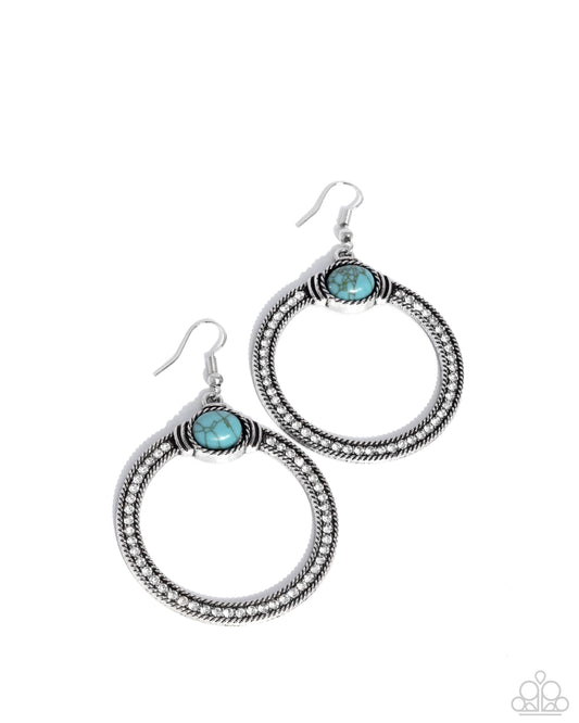 Radical Rusticity - Blue Turquoise Stone Santa Fe Style Earring Paparazzi E2785