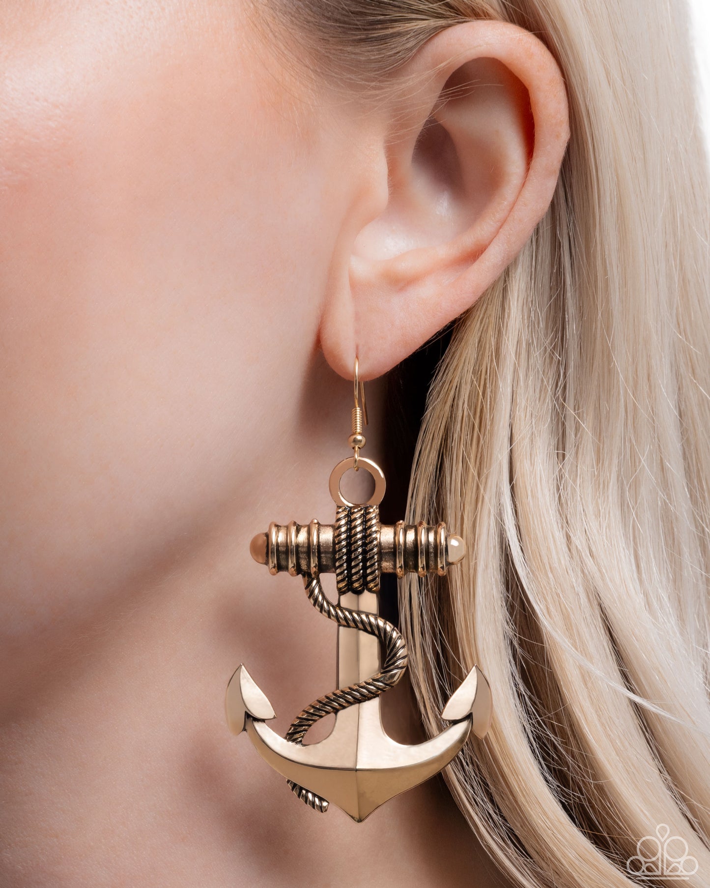 Adorable Anchor - Gold Anchor Beach Nautical Theme Earring Paparazzi