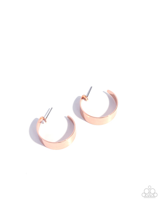 Sleek Secret - Copper - Shiny Copper Wide Band 1 1/4 Inch Hoop Earring Paparazzi E2941