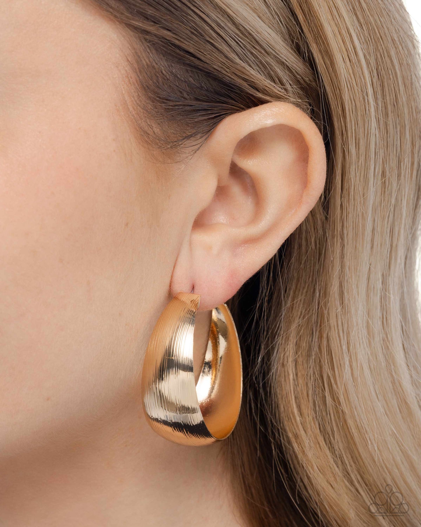 Subtle Sheen - Gold 1 3/4 Inch Hoop Earring Paparazzi E2611