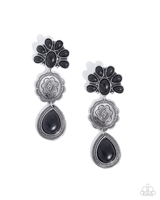 Handcrafted Haul - Black Stone Santa Fe Style Post Earring Paparazzi E2709