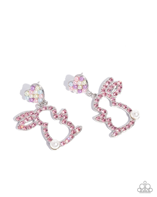 Easter Element - Multi - Baby Pink, Limpet, Lime Cream, White Pearls & Light Rose Rhinestone Bunny Easter Earring Paparazzi E2650
