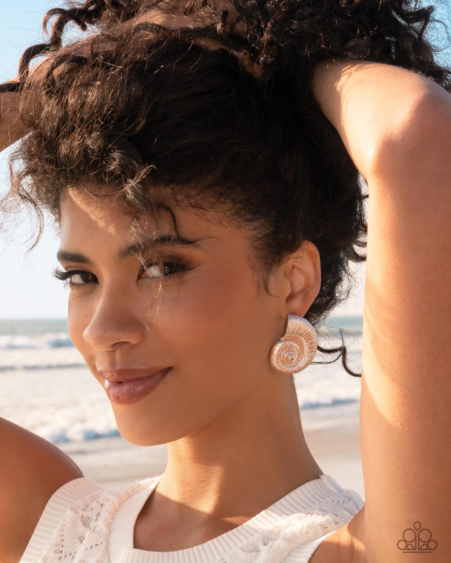 Chill Conch - Orange Pearl Painted Seashell Summer Beach Vibe Post Earring Paparazzi