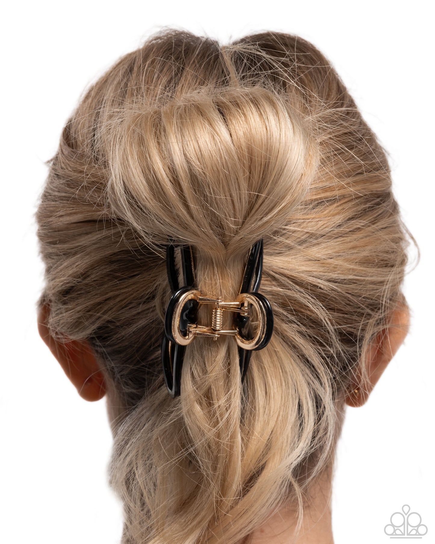 Coquette Clip - Black & Gold Bow Hair Claw Clip Paparazzi H0168