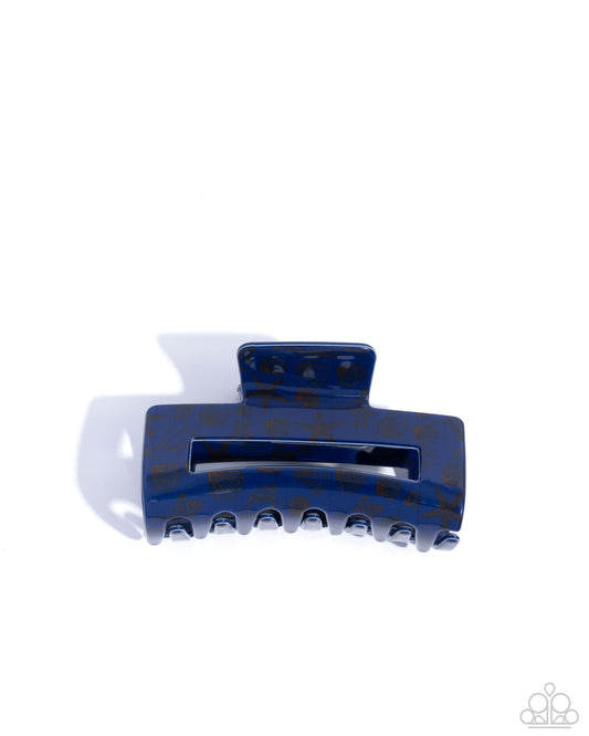 Coastal Clip - Blue & Black Seashell Beach Inspired Hair Claw Clip Paparazzi H0187