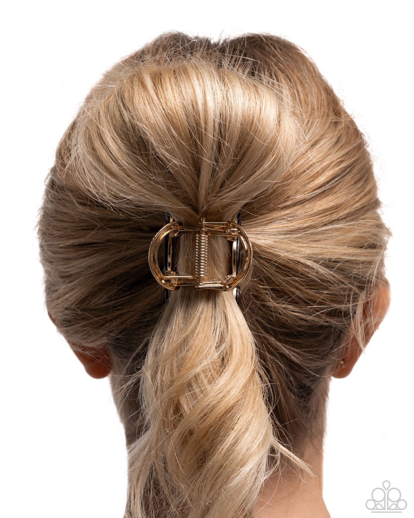 Delightful Discs - Brown Disc & Gold Hair 4 1/4 Inch Claw Clip Paparazzi