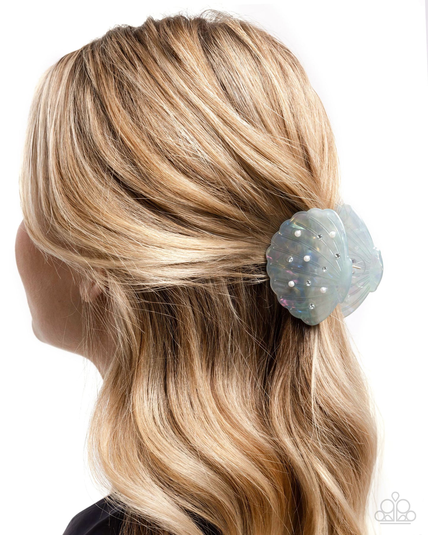 Seashell Scope - Multi Iridescent Light Blue Seashell Claw Clip Paparazzi H0186