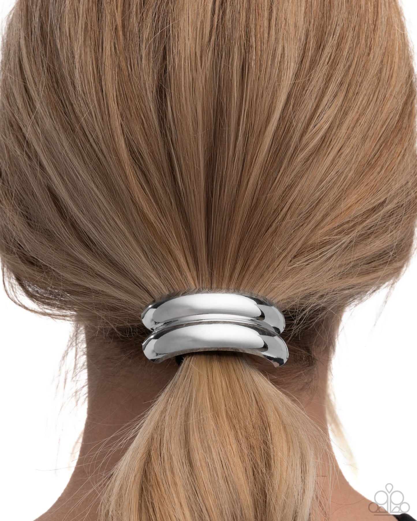 Headlining Hair Toss - Silver Double Bar Sturdy Elastic Hair Tie Paparazzi