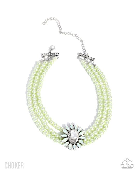 Conscious Chic - Complete Look - Necklace: Opulent Observation, Green Bracelet: Perceptive Pearls Green Paparazzi N3585
