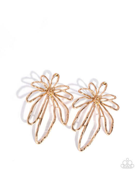 Growing Garden - Gold Daisy Oversized Flower Earring Paparazzi E2581