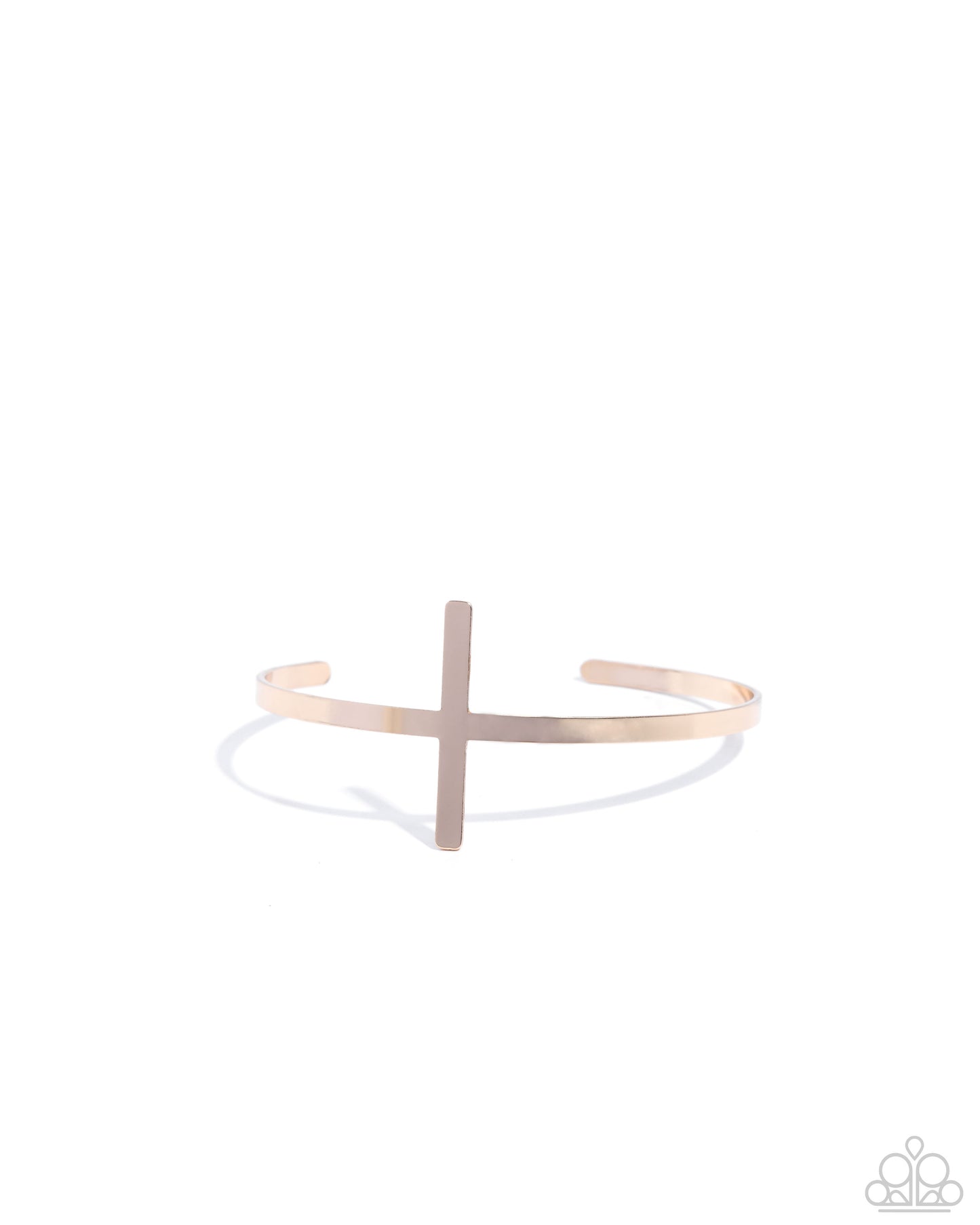 Holy Headline - Gold Cross Cuff Metal Bracelet Paparazzi B1995