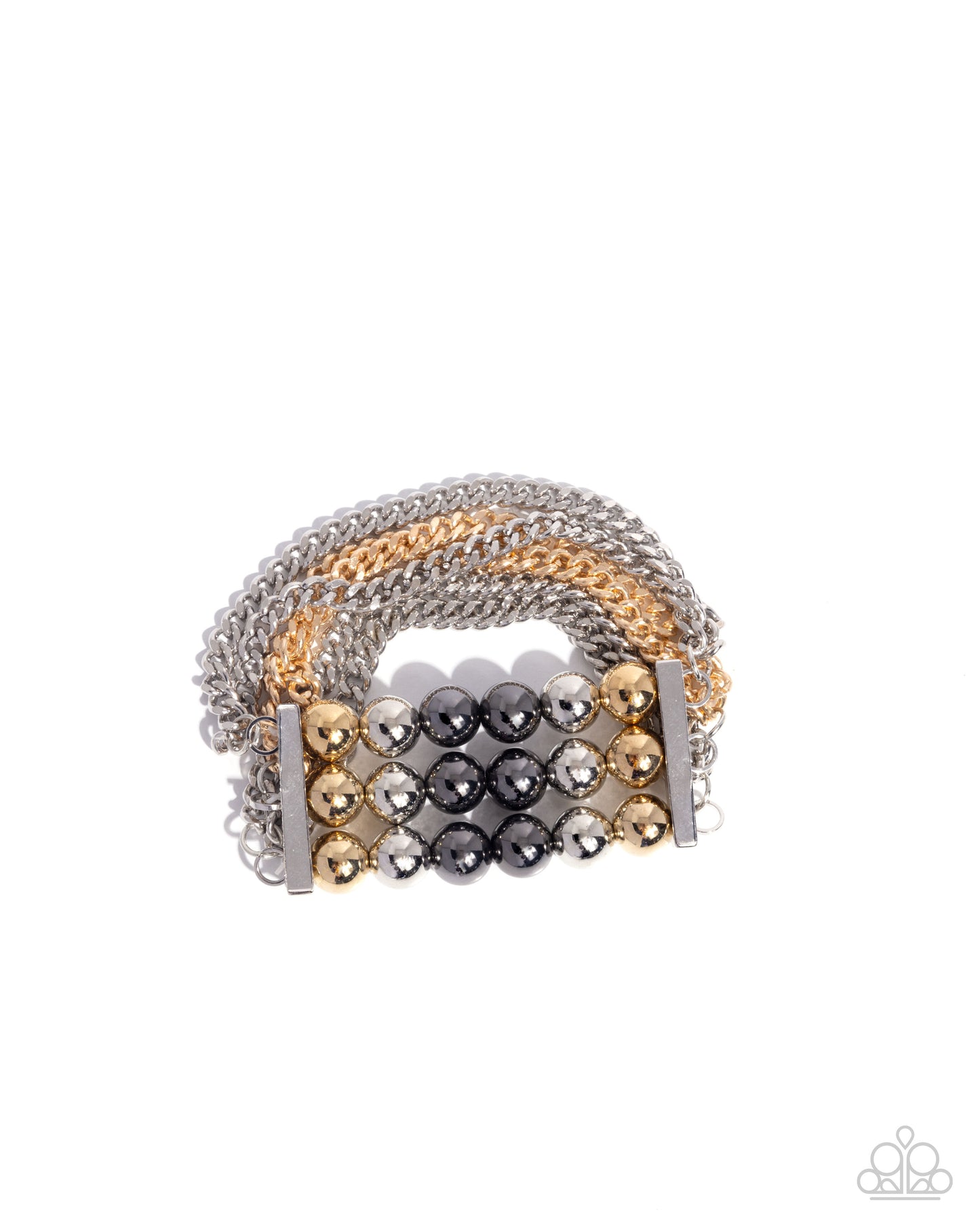 Sarcastic Stack - Multi Gold, Silver & Gunmetal Bead Bracelet Paparazzi B2218