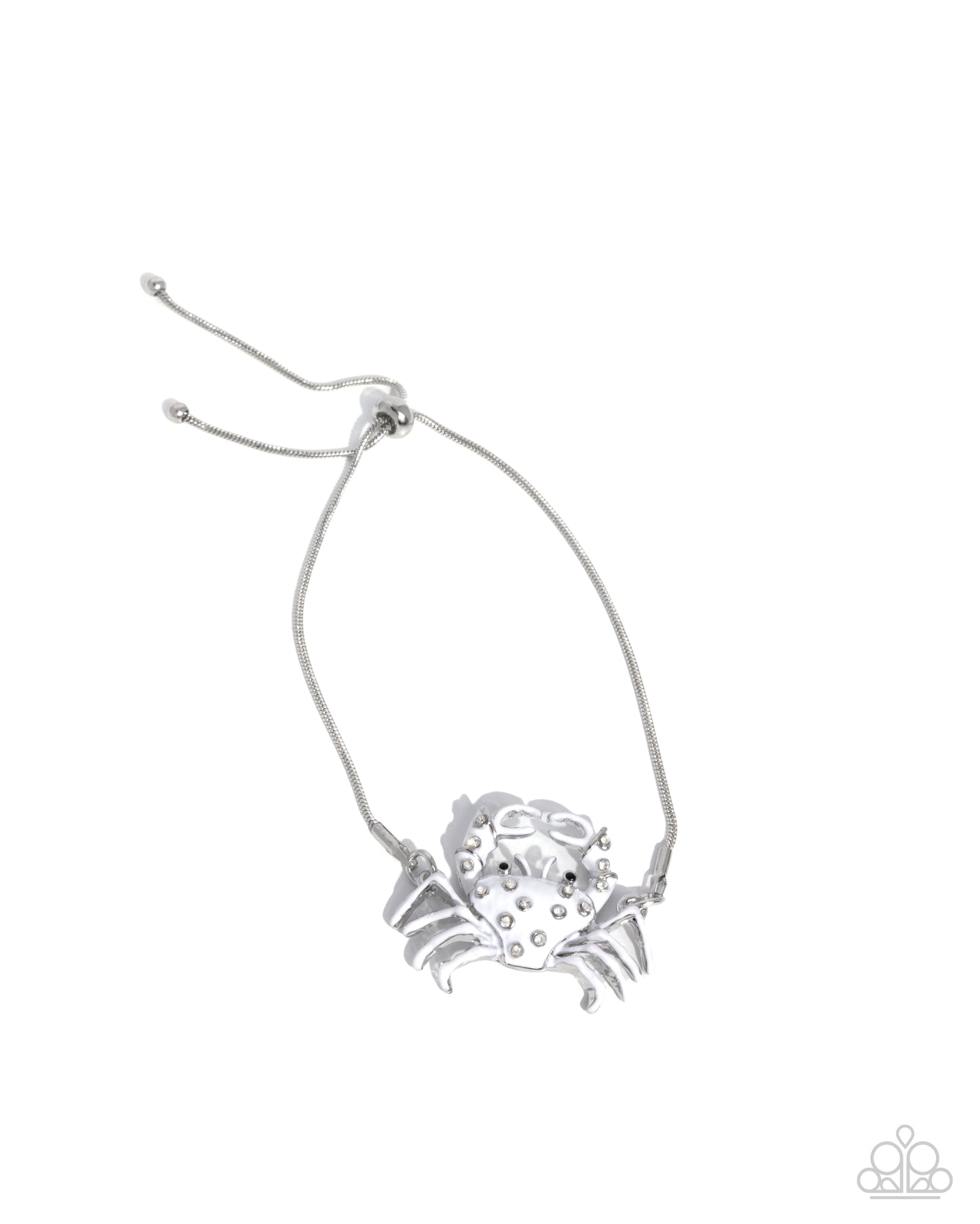 CRAB Walk - White Painted Silver Crab Bracelet Paparazzi B2135