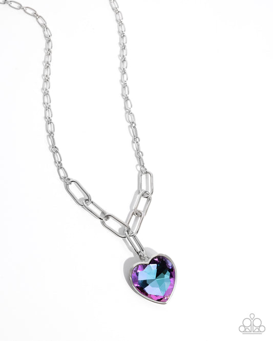 Paparazzi HAUTE Heart - Purple Iridescent Heart Pendant Necklace