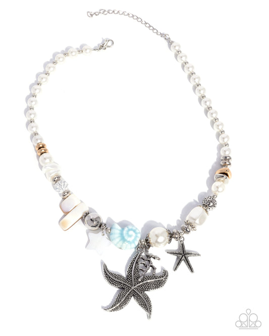 Coastal Cameo - Blue Ocean Themed Starfish, Coral, Seashell Beach Vibe Charm Necklace Paparazzi N2936