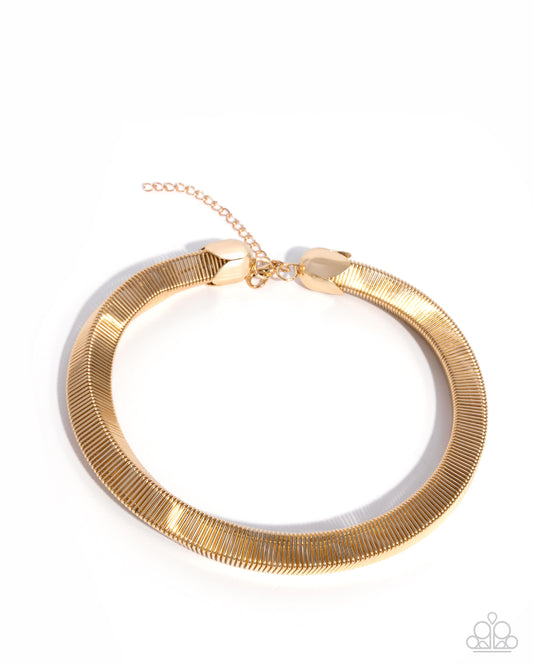 Sleek Suite - Gold Coil Statement Necklace Paparazzi N3452