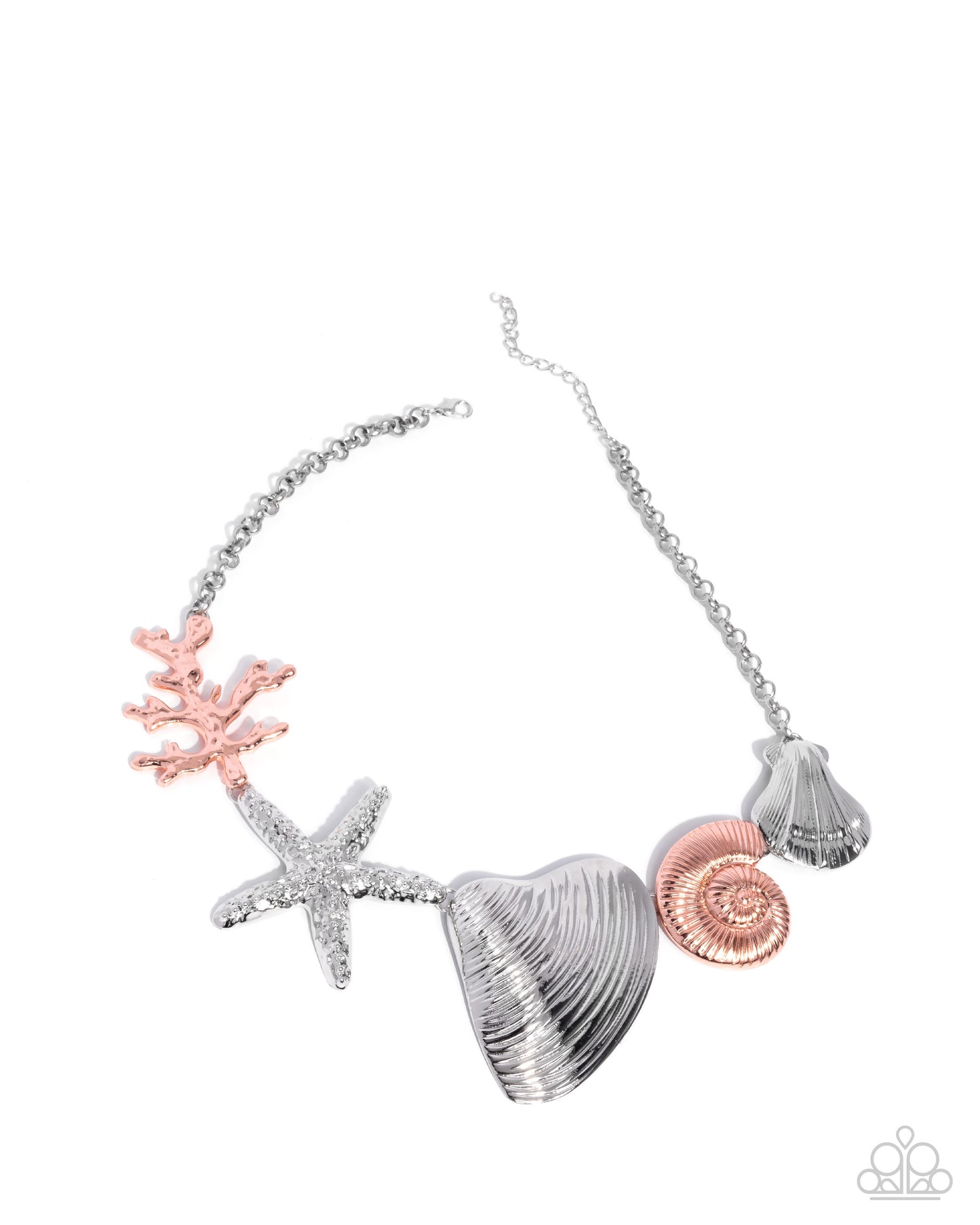 Along the Reef - Silver & Shiny Copper Beach Theme Coral, Starfish Shell Necklace Empower Me Pink 2025 Paparazzi