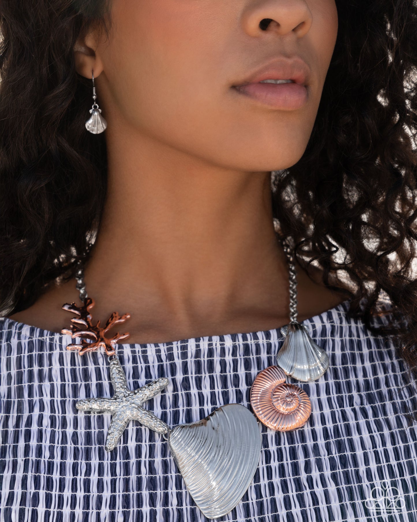 Along the Reef - Silver & Shiny Copper Beach Theme Coral, Starfish Shell Necklace Empower Me Pink 2025 Paparazzi