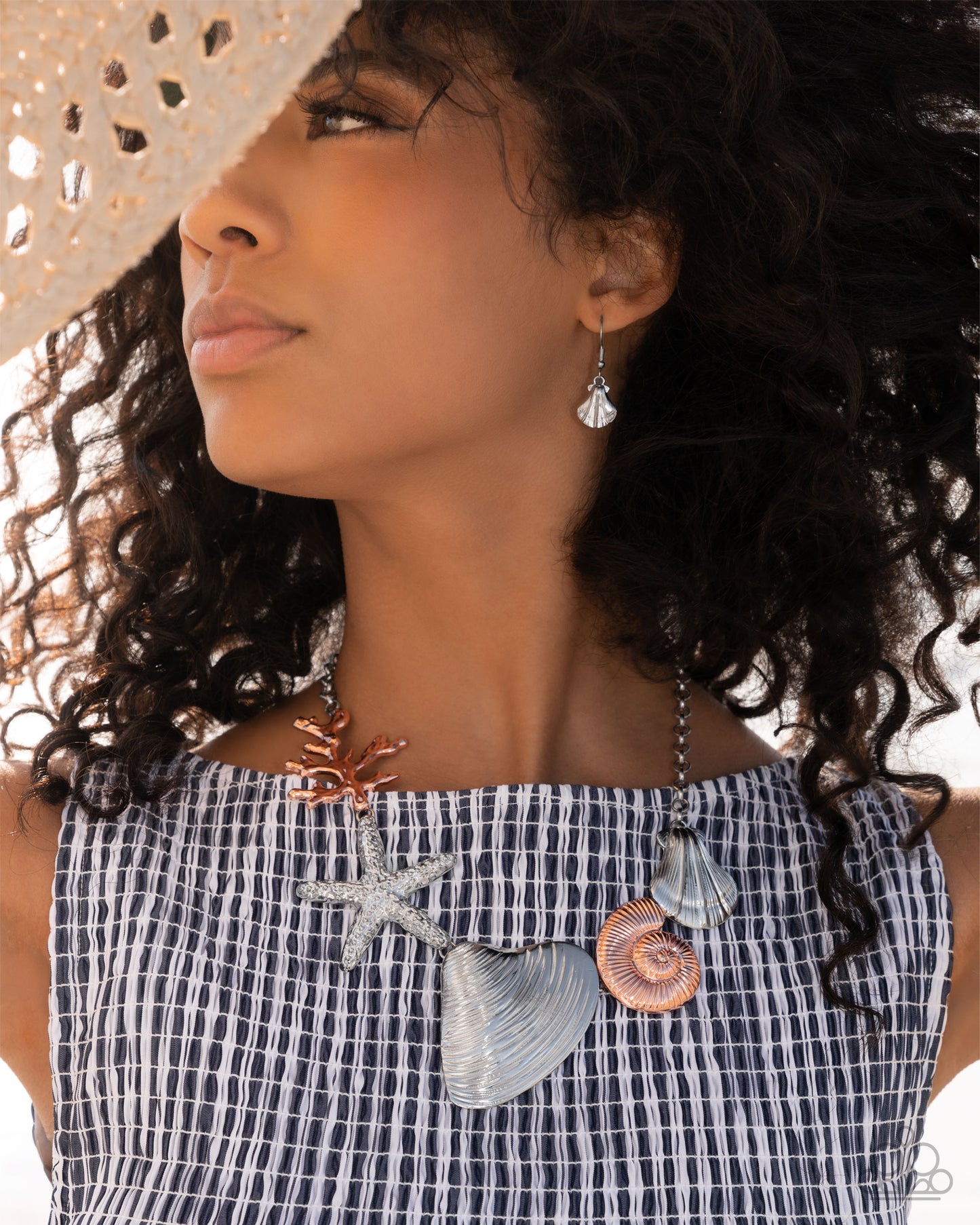 Along the Reef - Silver & Shiny Copper Beach Theme Coral, Starfish Shell Necklace Empower Me Pink 2025 Paparazzi