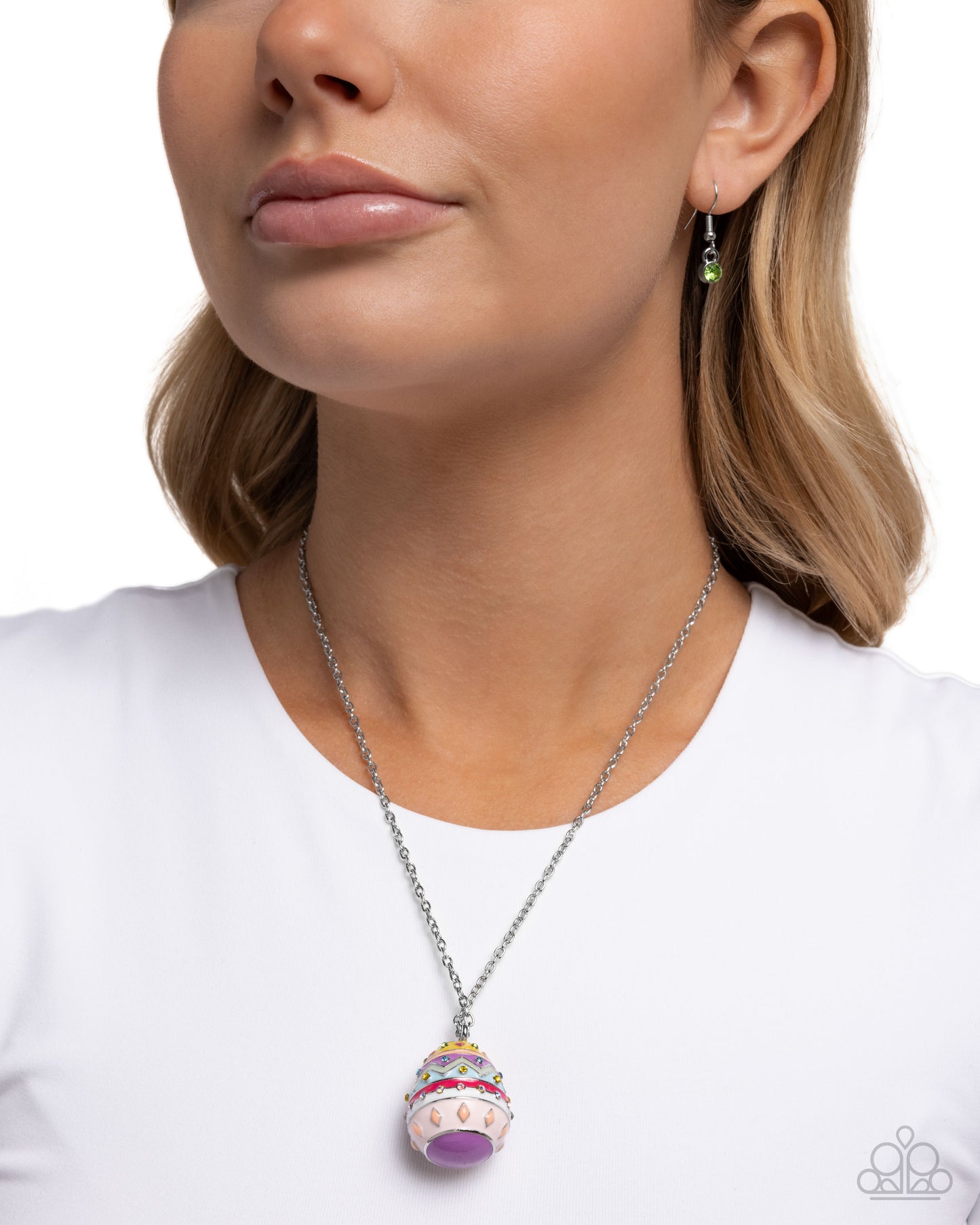 Eclectic Easter Egg - Multicolored Easter Egg Pastel Pendant Necklace Paparazzi N2923