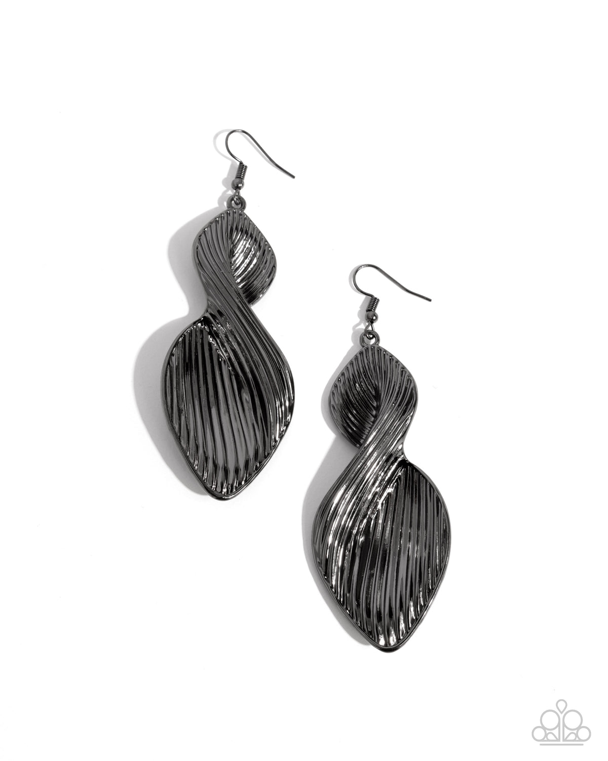 Paparazzi Skinny Spiral - Black Textured Gunmetal Earring E3454