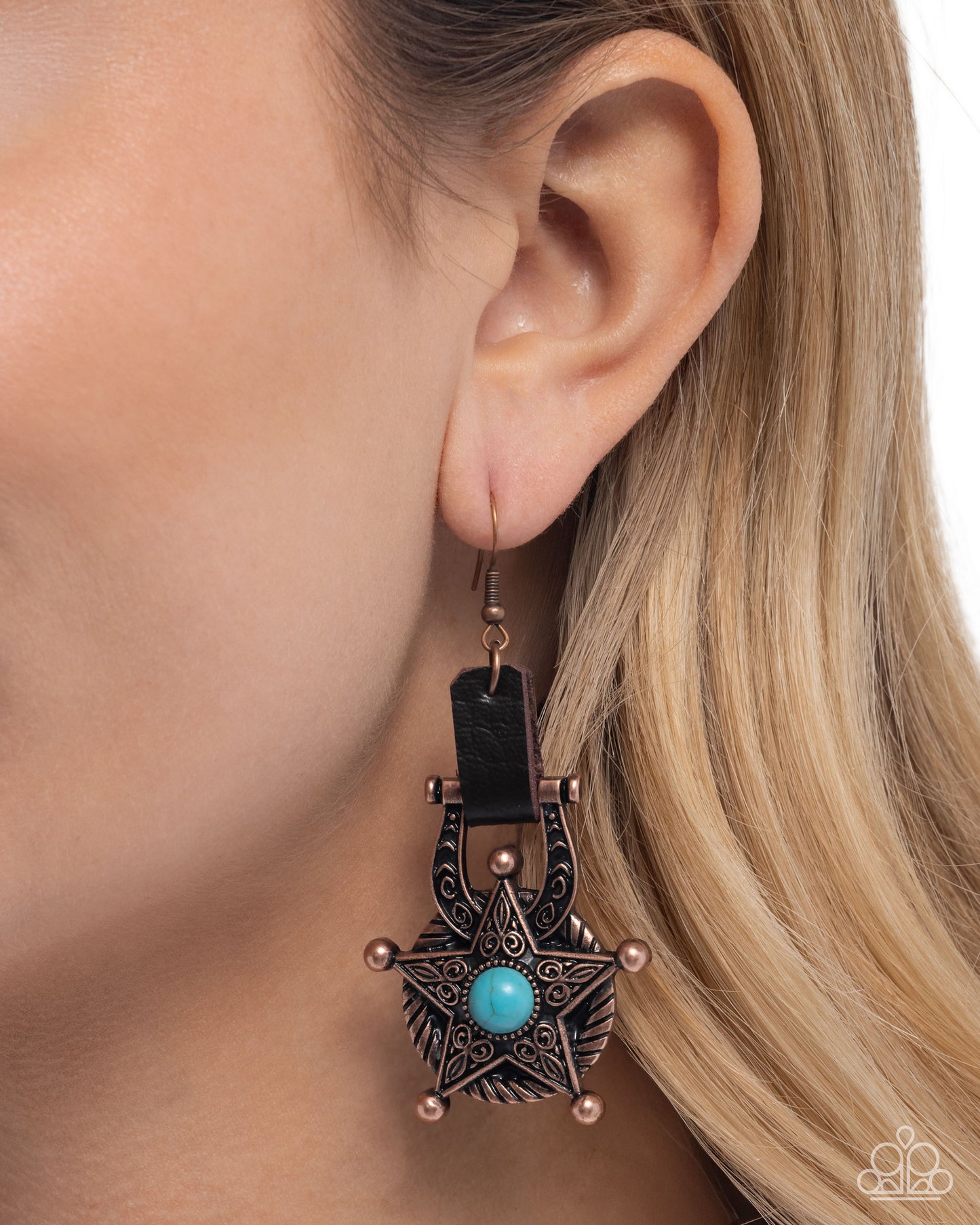 Western Warden - Copper Sheriff Star & Stirrup Santa Fe Style Earring Paparazzi